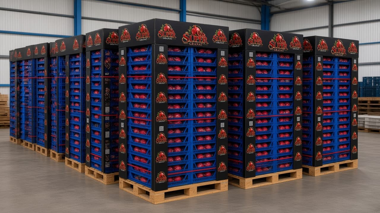 Mavi kasalı, köşebent ve şapkalı SUPER GRANAT export paletleri